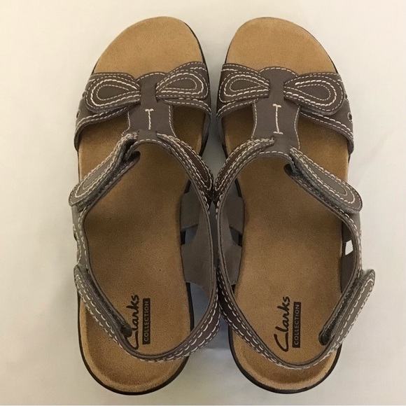 Clarks 8 Lexi Q Walnut Women’s Leather Footbed Sandals Brown Comfort Shoes - Picture 8 of 12